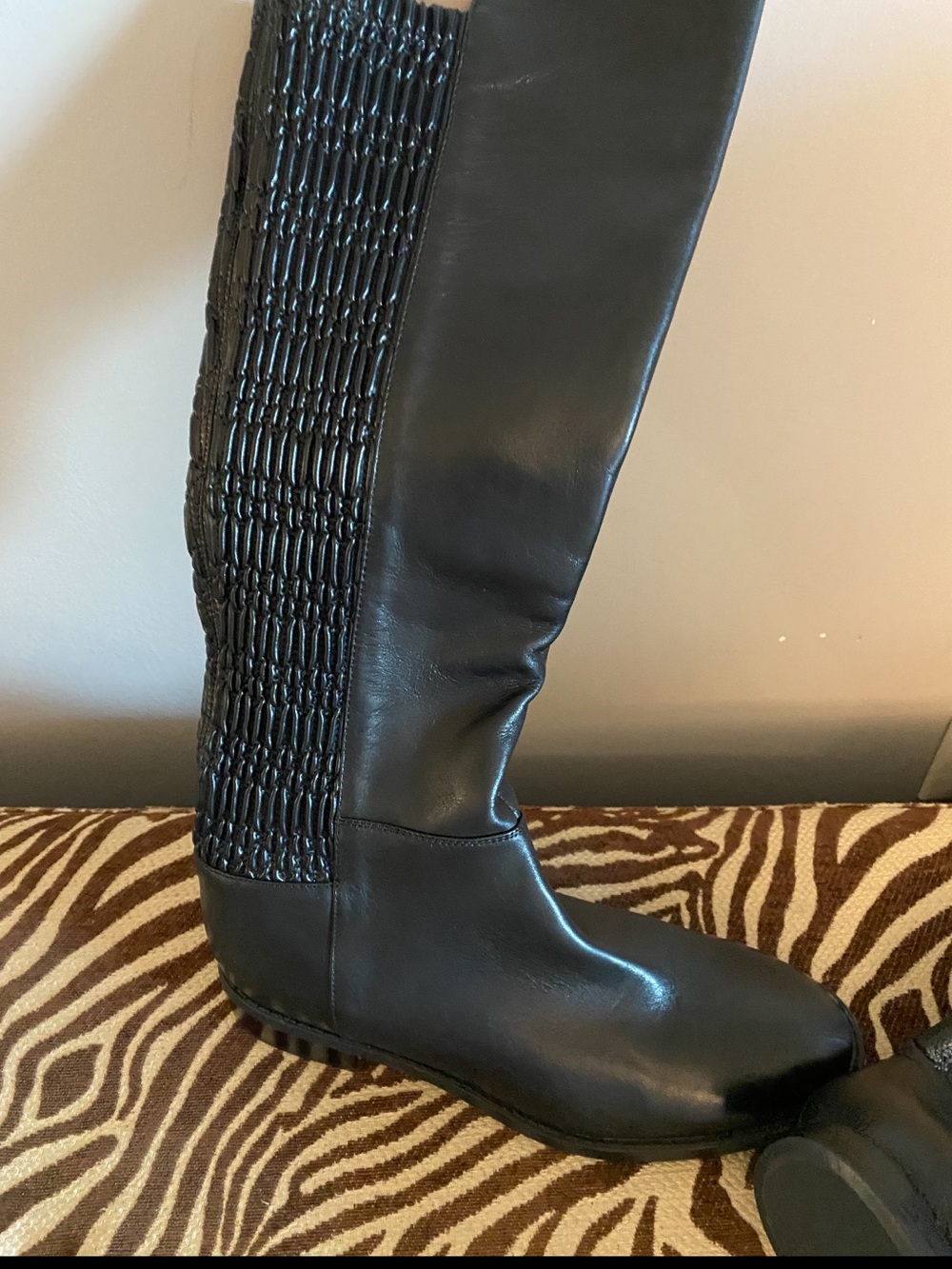 Enzo Angiolini Black Over-the-Knee Stretch Panel Boots